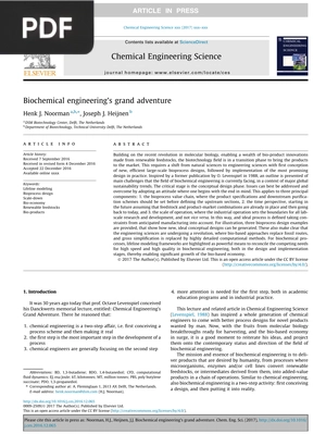 Biochemical engineering’s grand adventure