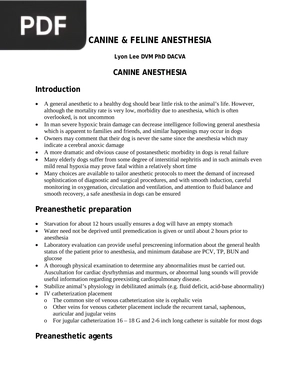 Canine and Feline Anesthesia
