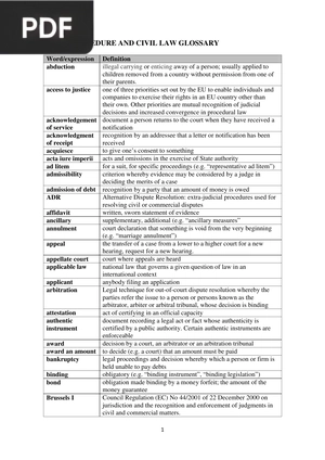Civil Procedure and Civil Law Glossary (Article)