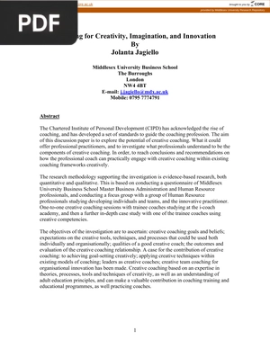 Coaching for Creativity, Imagination, and Innovation