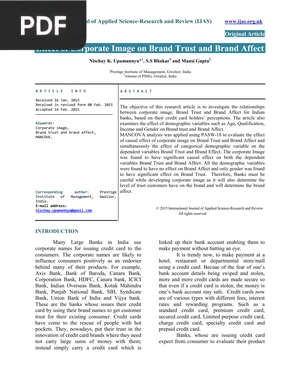 Effect of Corporate Image on Brand Trust and Brand Affect