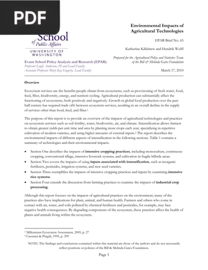 Environmental Impacts of Agricultural Technologies