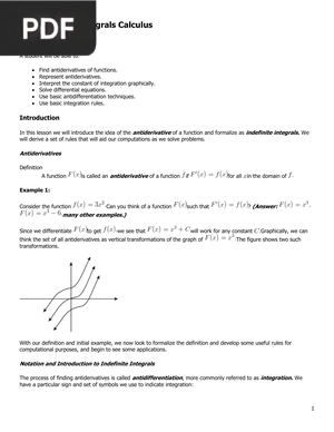 Indefinite Integrals Calculus