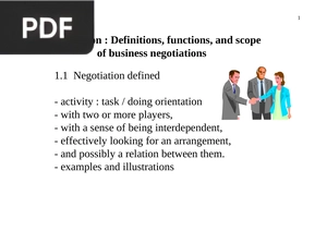Introduction: Definitions, functions, and scopeof business negotiations