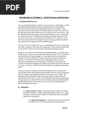 Introduction to Virology I Viral Structure and Function (Article)