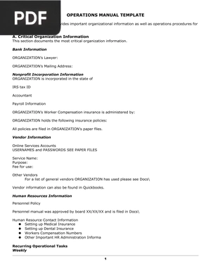 Operations manual template (Article)