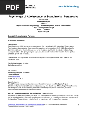 Psychology of Adolescence-A Scandinavian Perspective