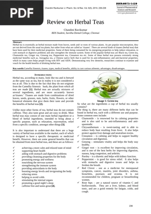 Review on Herbal Teas (Article)