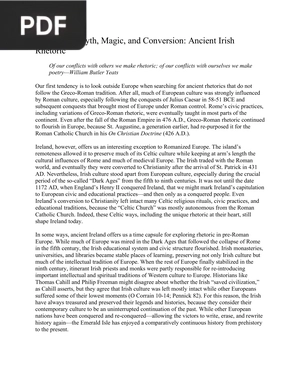 Rhetoric of Myth, Magic, and Conversion: Ancient Irish Rhetoric