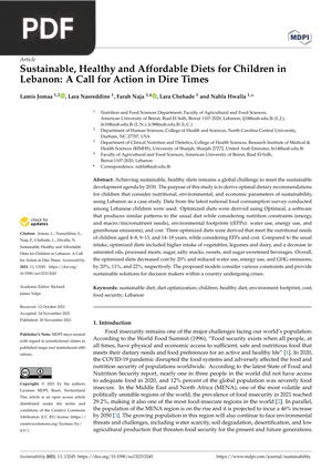 Sustainable, Healthy and Affordable Diets for Children in Lebanon: A Call for Action in Dire Times