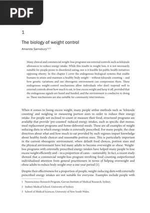 The Biology of Weight Control