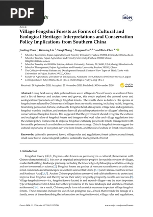Village Feng Shui Forests as Forms of Cultural and Ecological Heritage