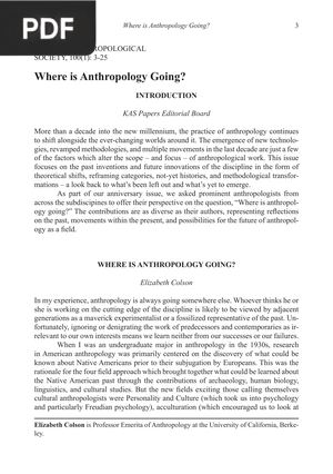 Where is Anthropology Going