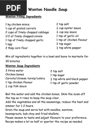 Wonton Noodle Soup
