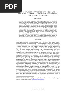 A Comparison Between Zen Buddhism and Philosophy of Heidegger With Regard to Death Nothingness and Being (Article)