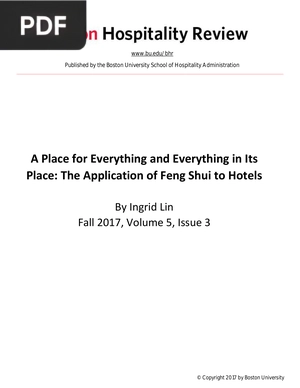 A Place for Everything and Everything in Its Place: The Application of Feng Shui to Hotels