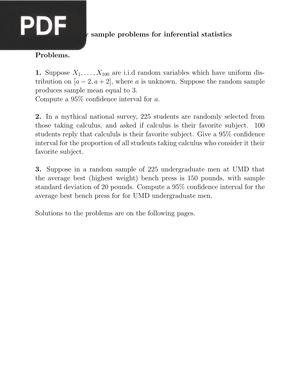 A few sample problems for inferential statistics (Article)