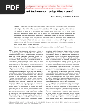 Anthropology and Environmental policy