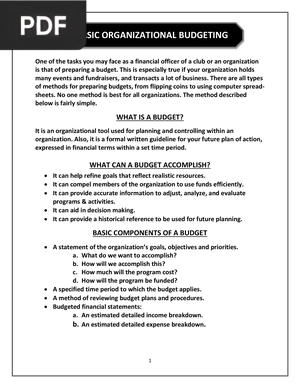 Basic Organizational Budgeting (Article)