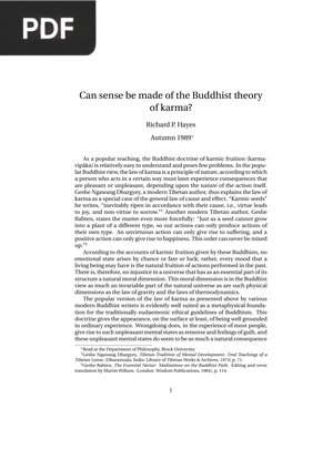 Can sense be made of the Buddhist theory of karma?