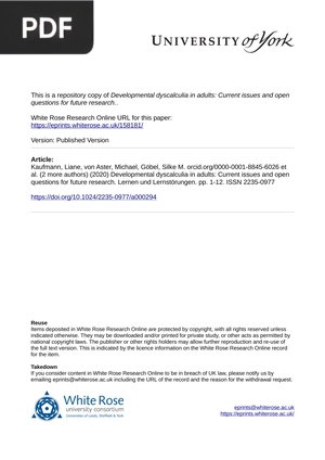 Developmental dyscalculia in adults