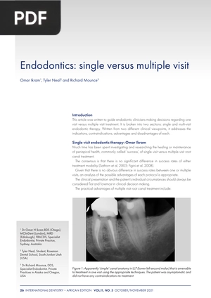 Endodontics Single Versus Multiple Visit (Article)