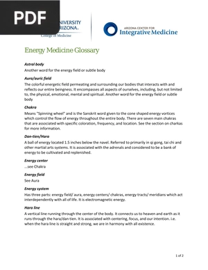 Energy Medicine Glossary