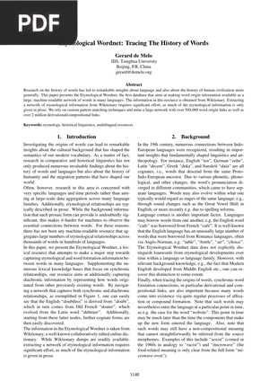 Etymological Wordnet Tracing The History of Words (Article)