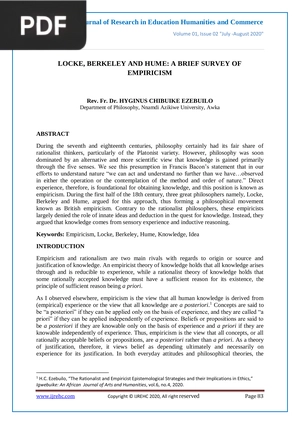Locke, berkeley and hume - a brief survey of empiricism