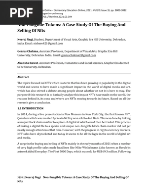 Non-Fungible Tokens: A Case Study Of The Buying And Selling Of Nfts (Article)