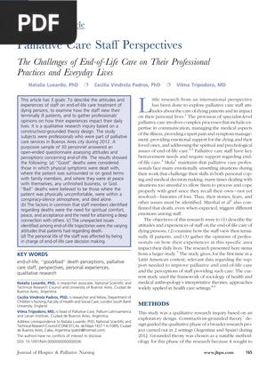 Palliative Care Staff Perspectives (Article)