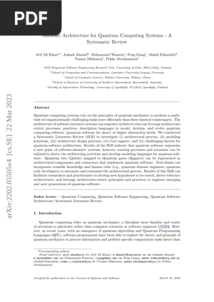 Software Architecture for Quantum Computing Systems - A Systematic Review