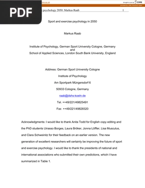 Sport and exercise psychology in 2050