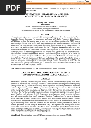 Swot analysis in strategic management: a case study at purabaya bus station