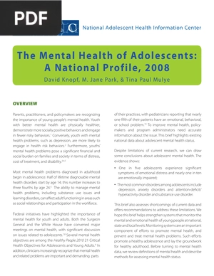 The Mental Health of Adolescents A National Profile, 2008
