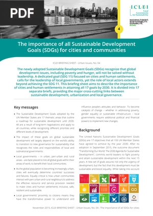 The importance of all Sustainable Development Goals (SDGs) for cities and communities
