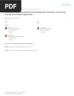 Traditional Osteopathy and the General Osteopathic Treatment - A Historical Concept and a Modern Application (Article)