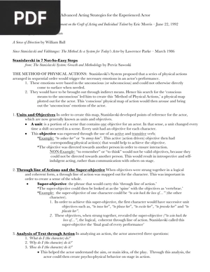 Advanced Acting Strategies for the Experienced Actor