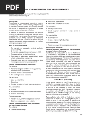 An Introduction to Anaesthesia for Neurosurgery (Article)