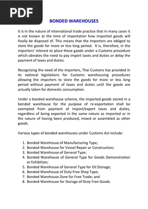 Bonded warehouses