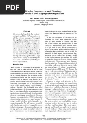 Bridging Languages through Etymology The Case of Cross Language Text Categorization (Article)