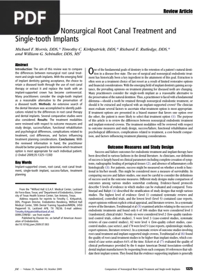 Comparison of Nonsurgical Root Canal Treatment and Single Tooth Implants (Article)