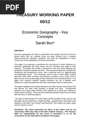 Economic Geography – Key Concepts