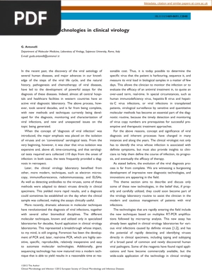 Emerging New Technologies in Clinical Virology (Article)