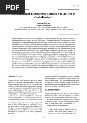 Environmental Engineering Education in an Era of Globalisation