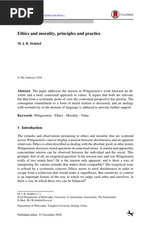Ethics and Morality, Principles and Practice