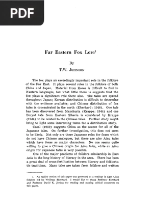 Far Eastern Fox Lore