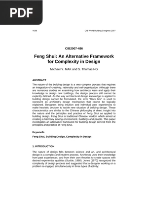 Feng Shui: An Alternative Framework for Complexity in Design