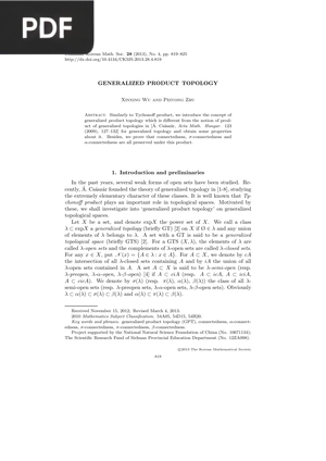 Generalized product topology (Article)