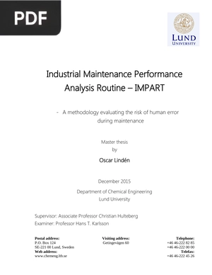 Industrial Maintenance Performance Analysis Routine –IMPART